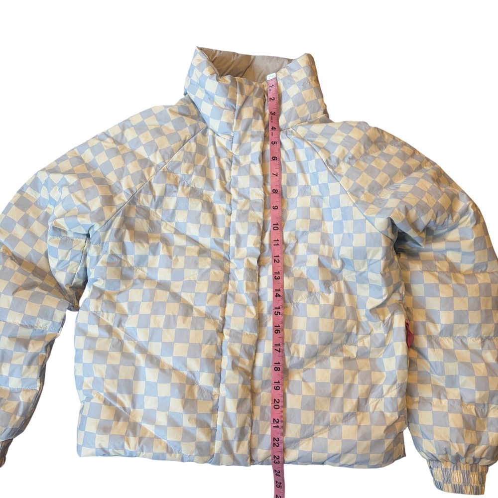 Marine Layer Archive Reversible Puffer Light Blue White Check Sz Small Down - Picture 6 of 13